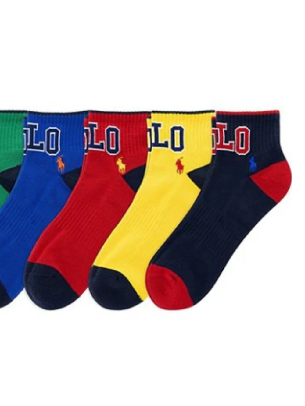Polo Ralph Lauren Big & Tall Varsity Polo Logo Quarter Socks 6-Pack - Picture 5 of 5